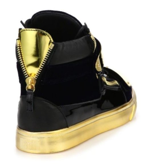 New Giuseppe Zanotti Double Zip Metallic High Top Sneakers Size Eu 39 - Picture 2 of 9